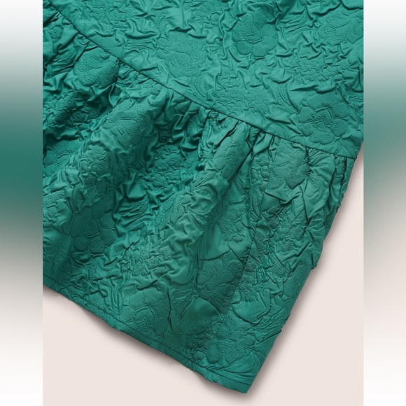 BloomChic Plus Size Plisse Patchwork Flutter Hem Square Neck Dress - Picture 5 of 7